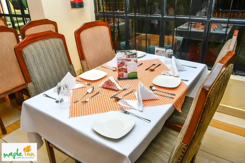 Restaurant table at Maple Inn